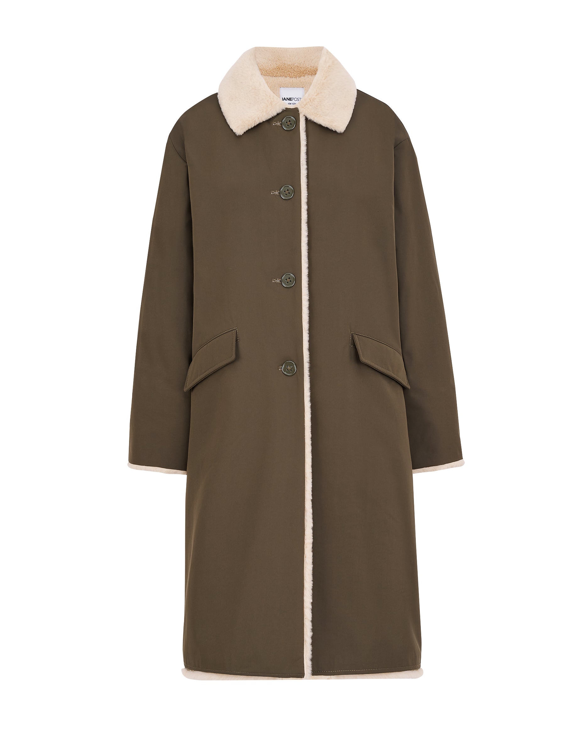 Pile Lined Winter Coat - Olive – Jane Post