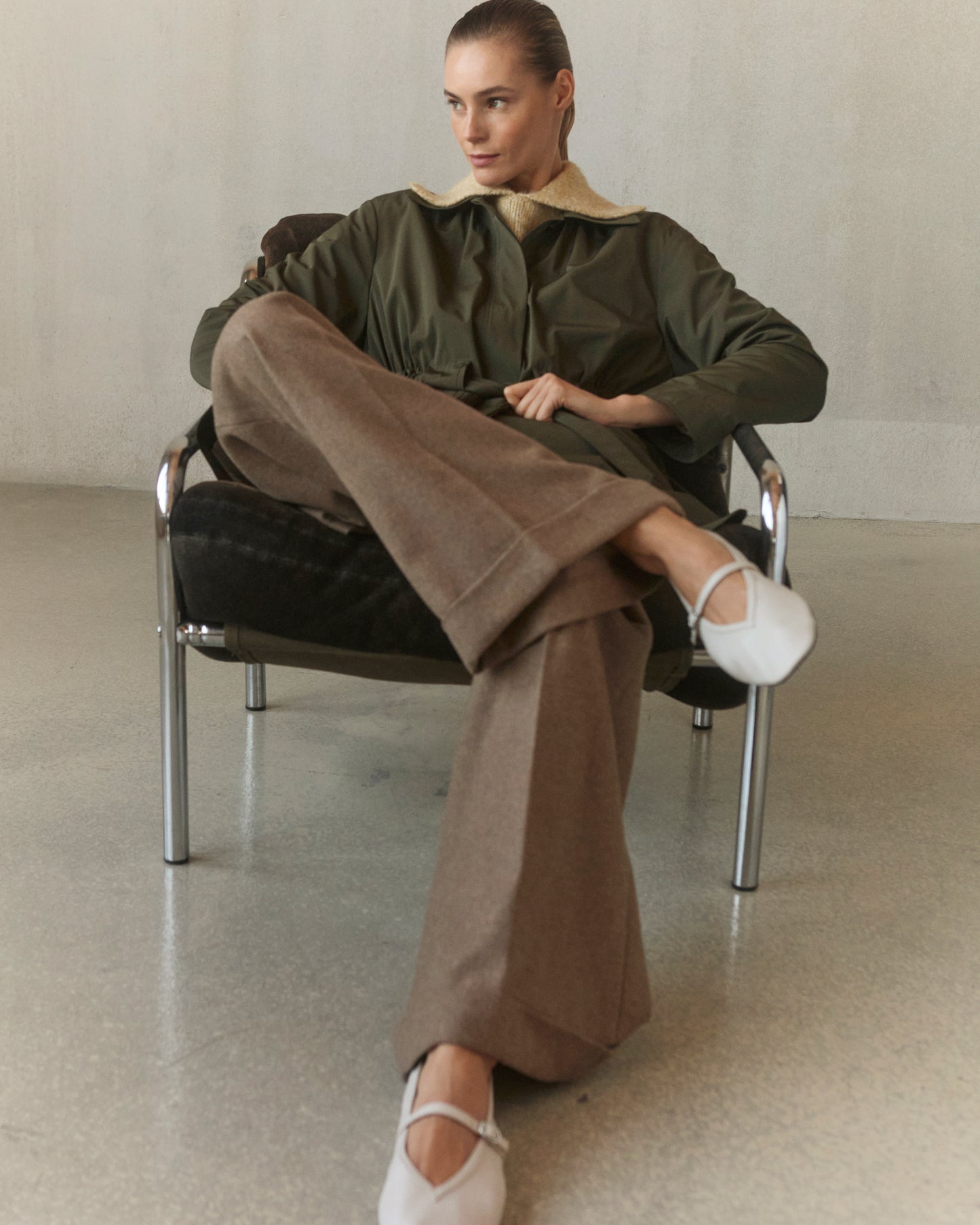 Cinch Waisted Raincoat with Detachable Hood - Olive