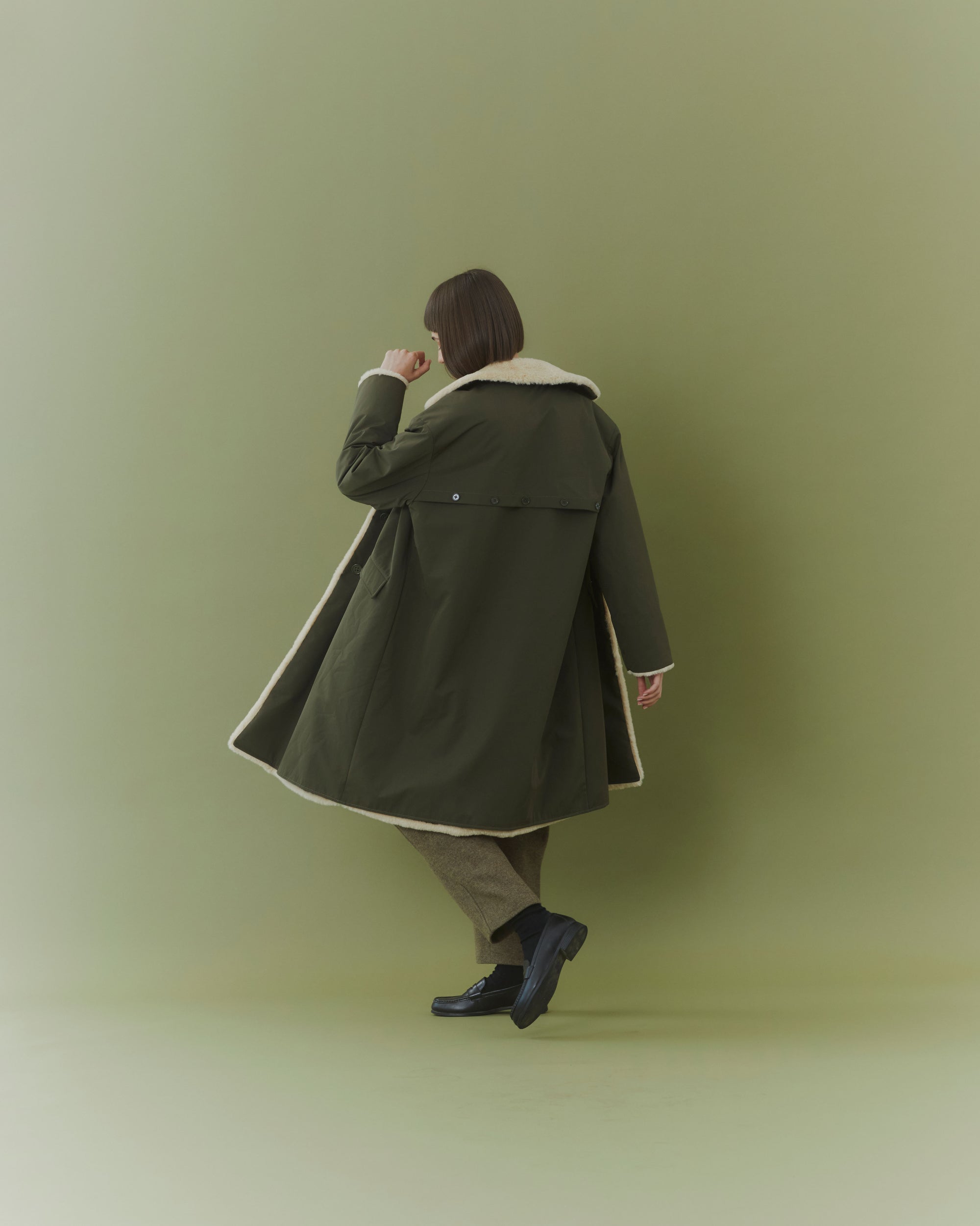 Pile Lined Winter Coat - Olive - Jane Post Pile Lined Winter Coat - Olive - Jane Post