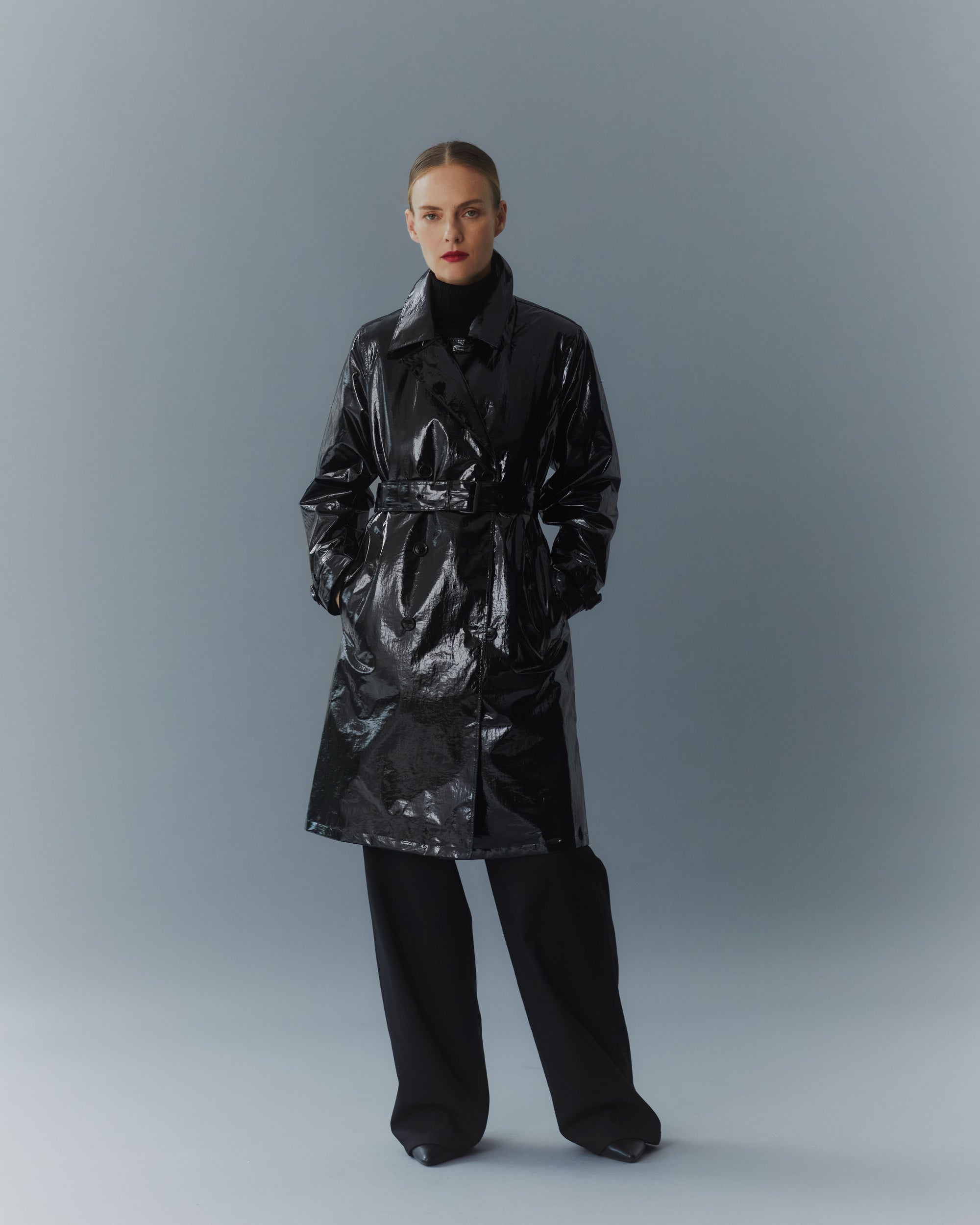 Double Breasted Trench - Black - Jane Post