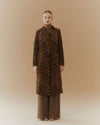 Leopard Velvet Notch Collar Coat