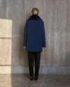 Pile Lined Shawl Collar Coat - Navy