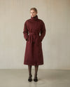 Asymmetrical Belted Trench with Stand Collar - Deep Red
