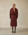 Asymmetrical Belted Trench with Stand Collar - Deep Red