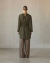Cinch Waisted Raincoat with Detachable Hood - Olive