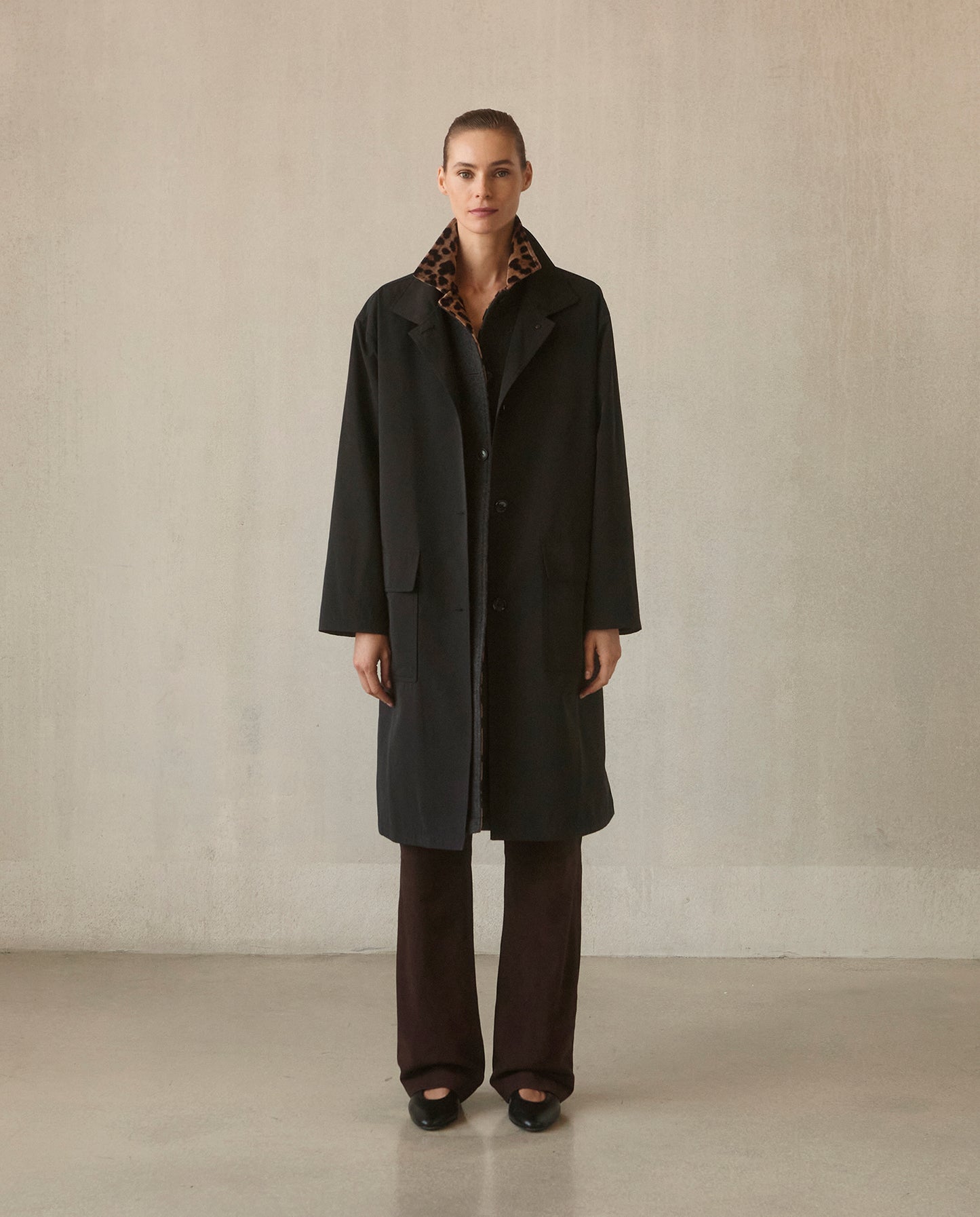 3-IN-1 WOOL COAT WITH LEOPARD TRIM