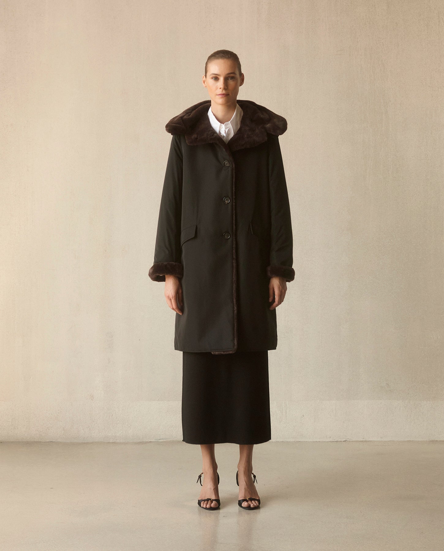 Pile Lined Storm Coat - Black – Jane Post