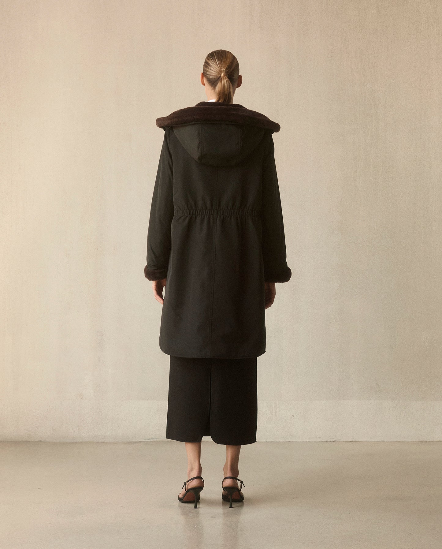Pile Lined Storm Coat - Black