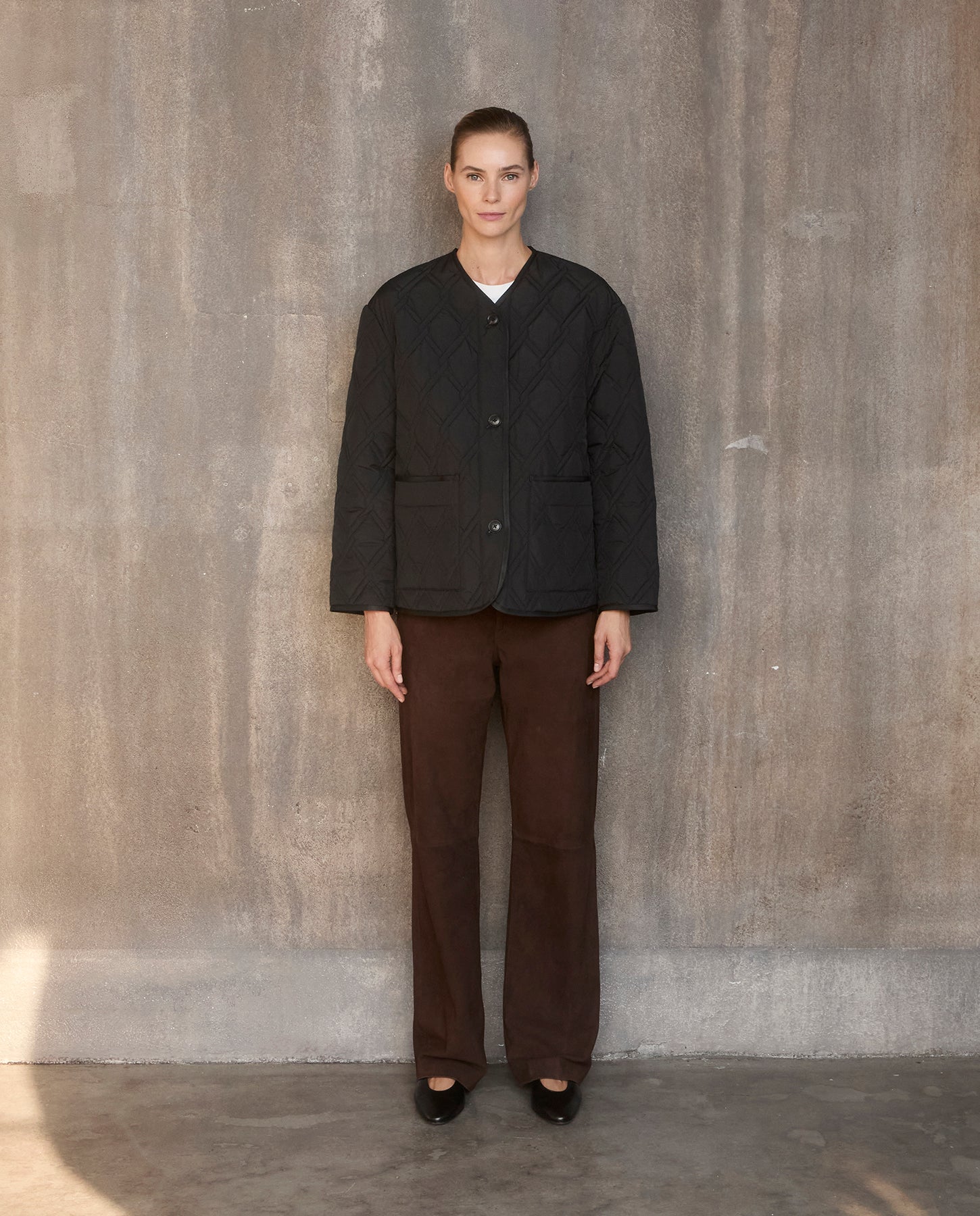 COLLARLESS QUILTED JACKET – Jane Post