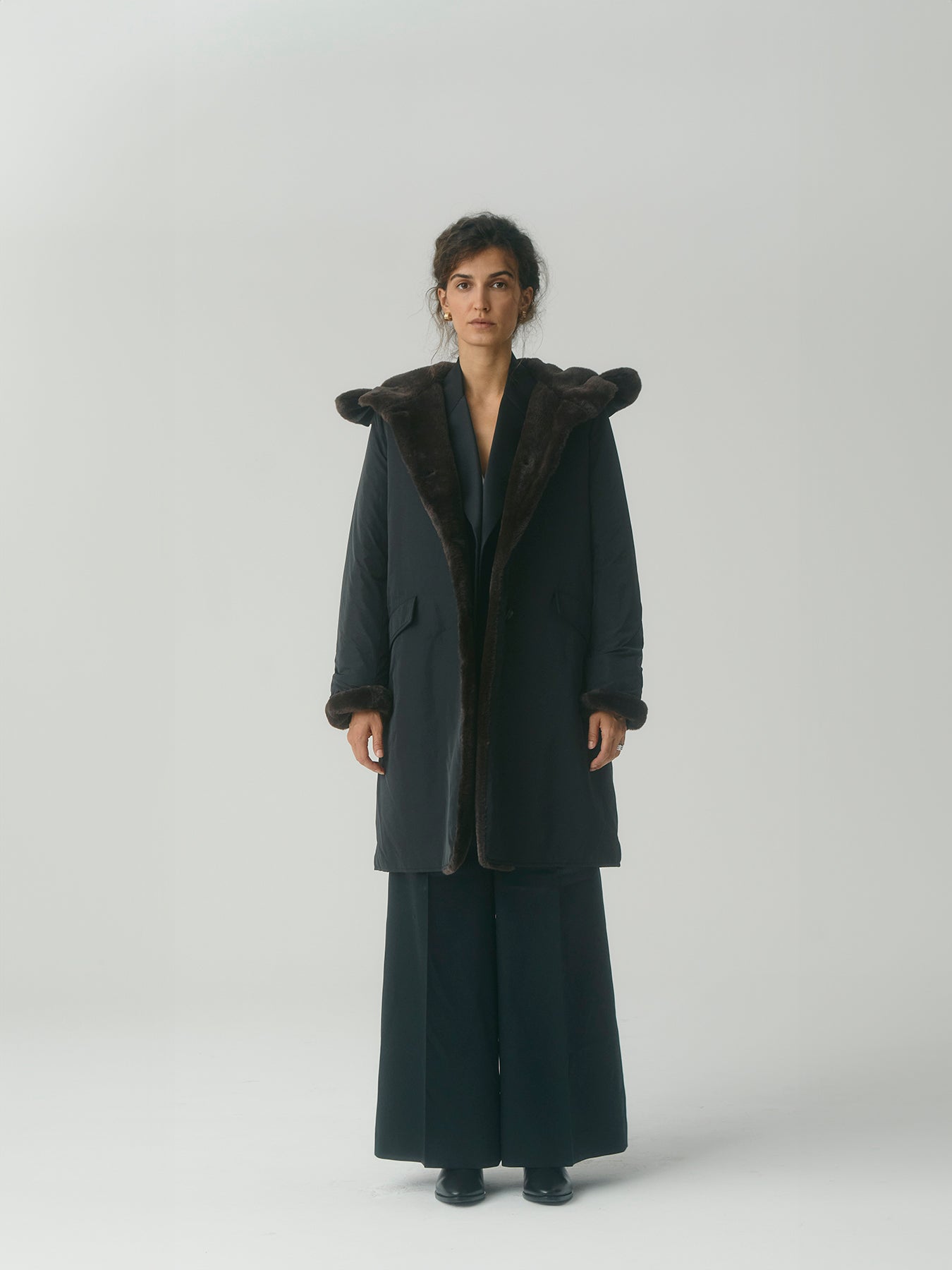 Pile Lined Storm Coat - Black – Jane Post