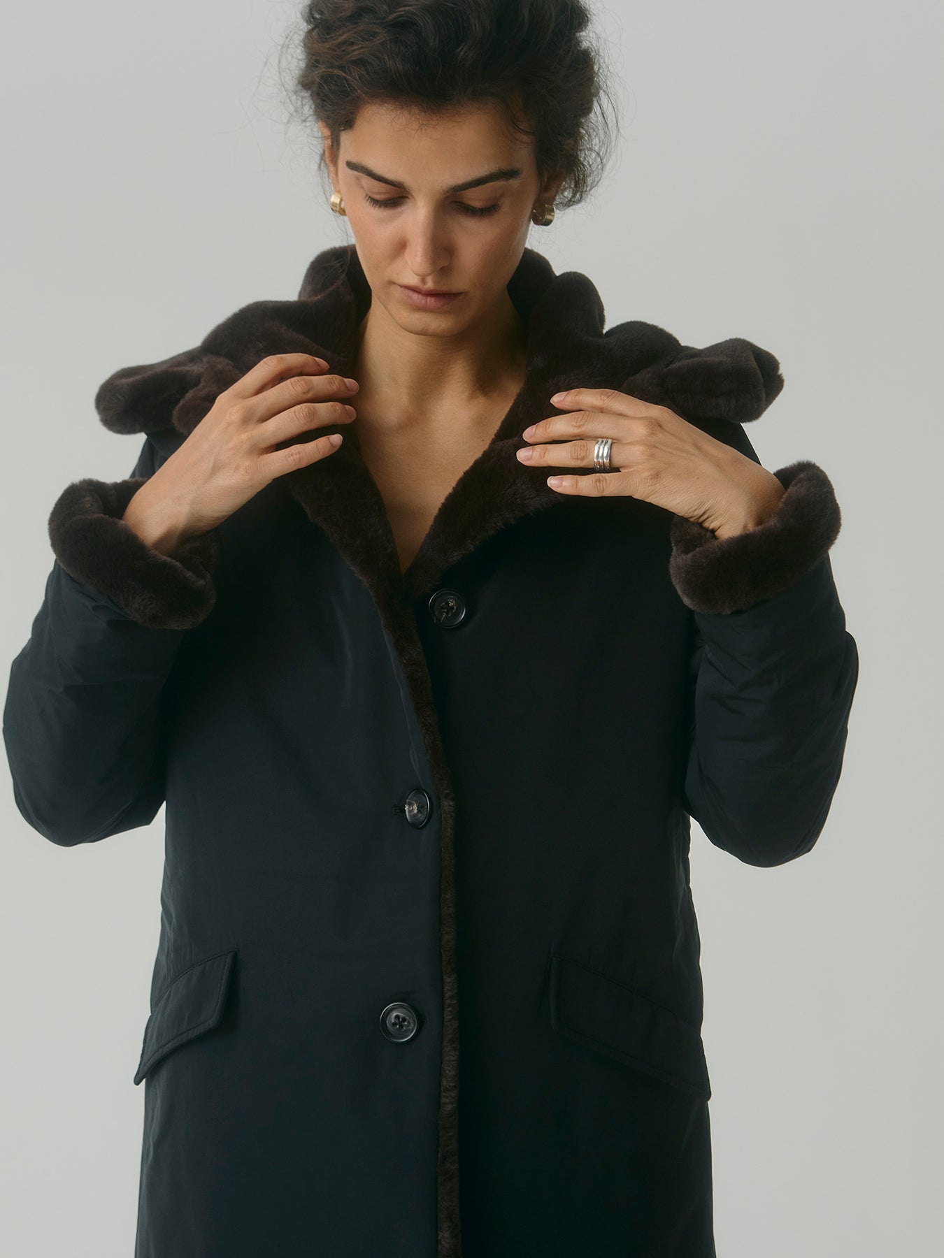 Pile Lined Storm Coat - Black – Jane Post