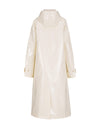 Mid Length hooded slicker coat with detachable quilted liner - Daisy White