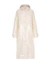 Mid Length hooded slicker coat with detachable quilted liner - Daisy White