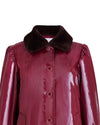 Long Raincoat with detachable plush collar - Deep Red