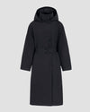 Asymmetrical Belted Trench with Stand Collar - Black