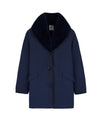 Pile Lined Shawl Collar Coat - Navy
