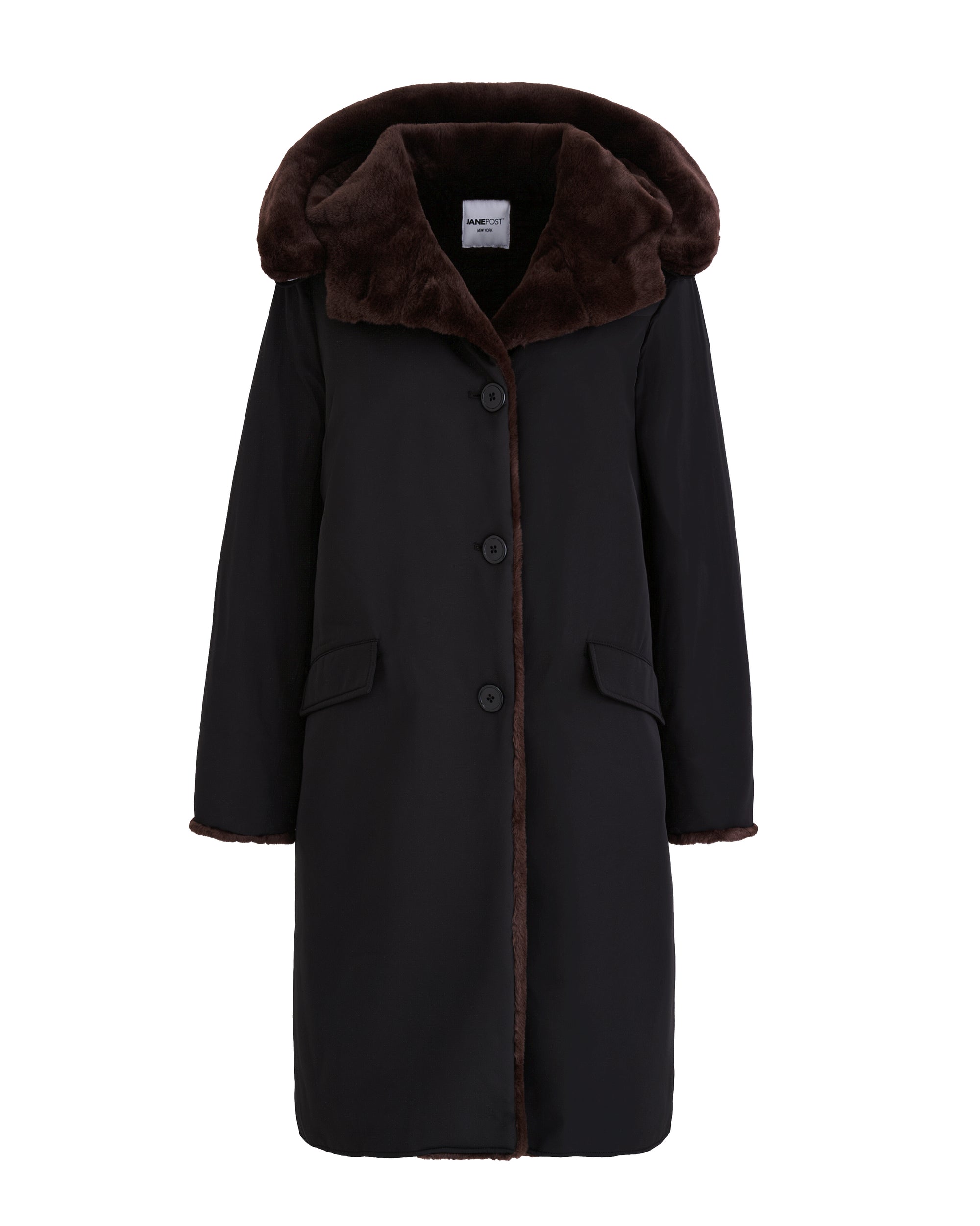 Pile Lined Storm Coat Black