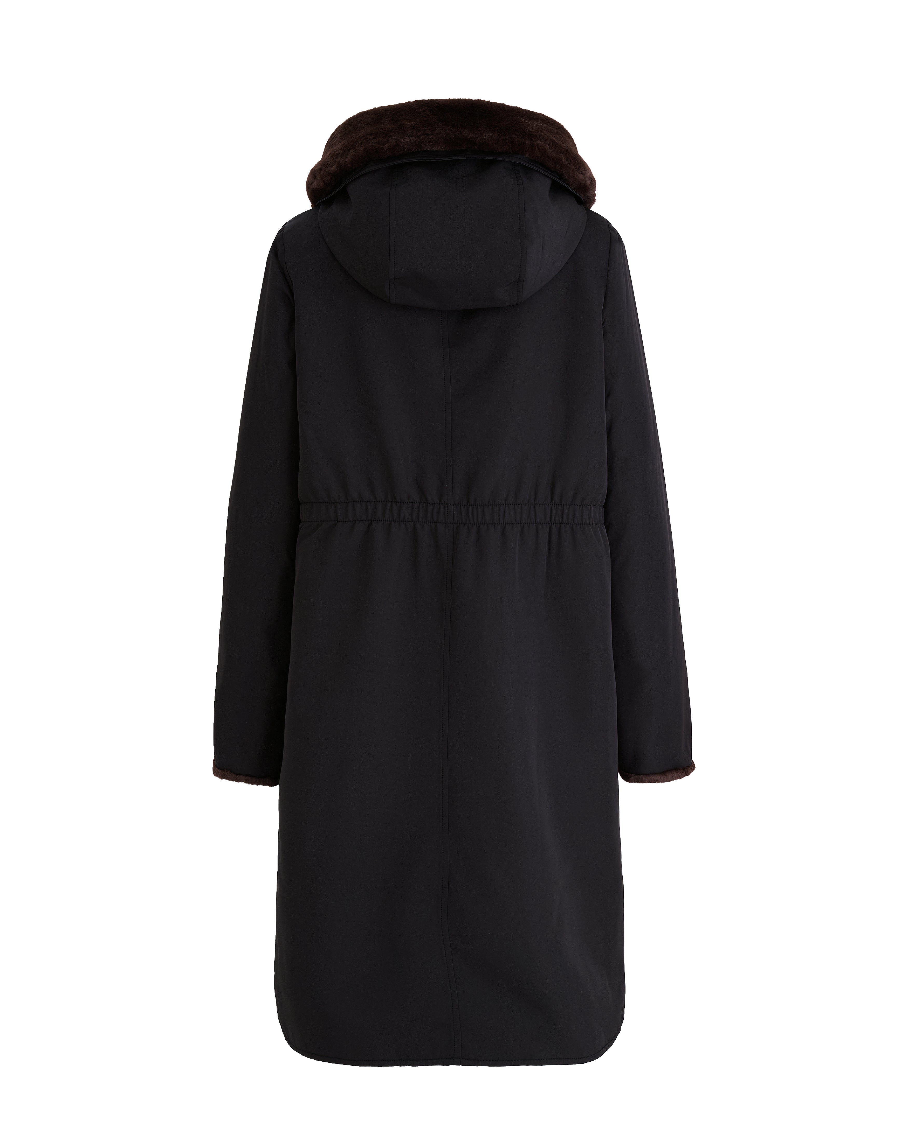 BAL　COTTON NYLON FISTTAIL COAT Belted coat in cashmere with fox fur collar - black - Yves Salomon