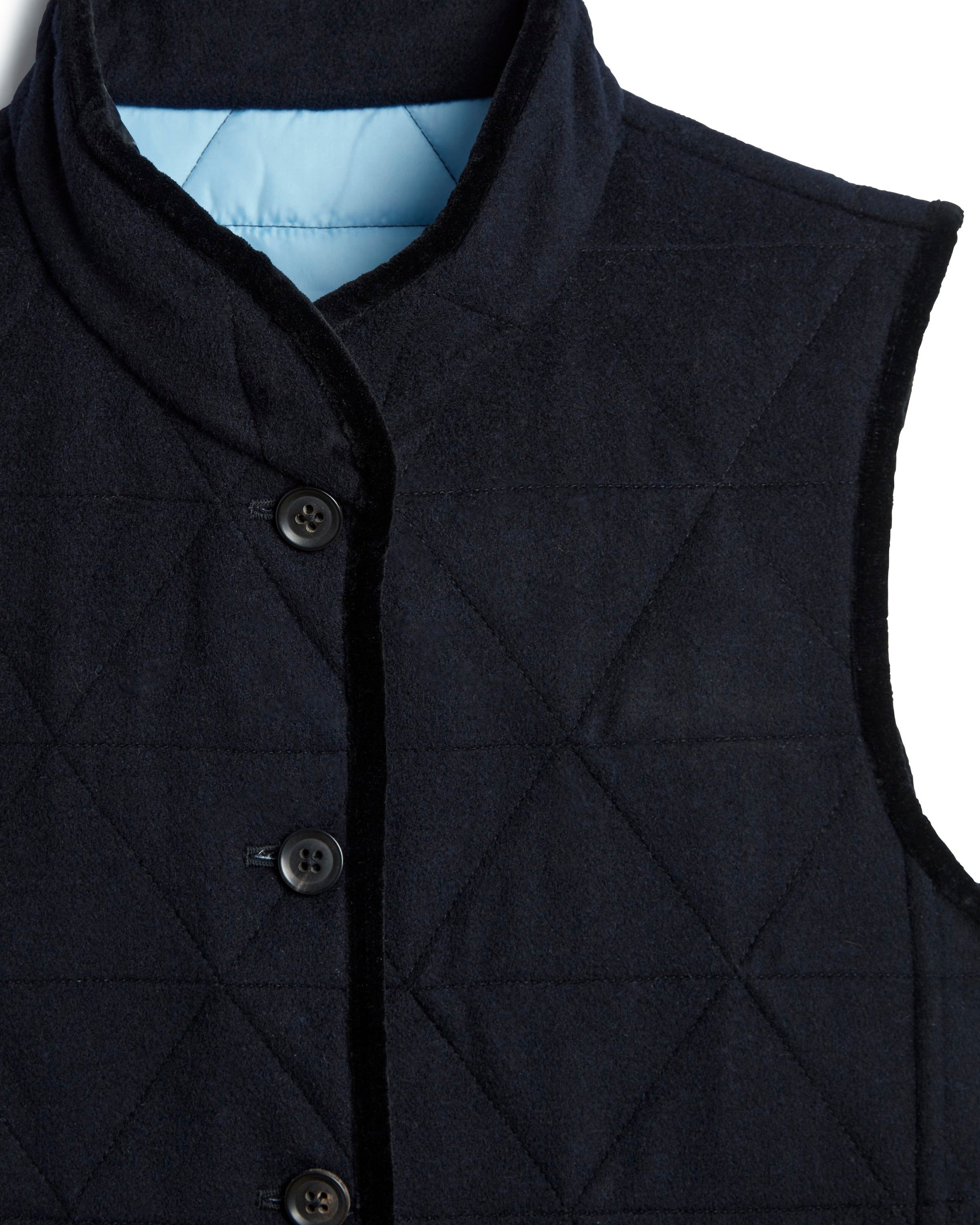 - Jane Post blend quilted Navy vest Cashmere